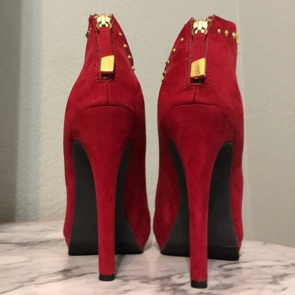 Mossimo Red Suede Booties w/ Gold studs - Picture 2 of 2